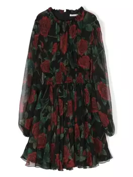 Dolce & Gabbana шелковое платье с принтом, черный