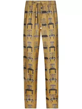 Dolce & Gabbana шелковые брюки с графичным принтом, желтый