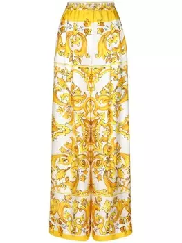 Dolce & Gabbana шелковые брюки широкого кроя, желтый