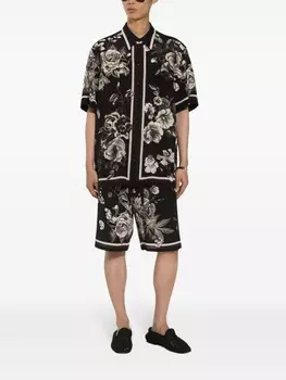 Dolce & Gabbana шелковые шорты с цветочным принтом, черный