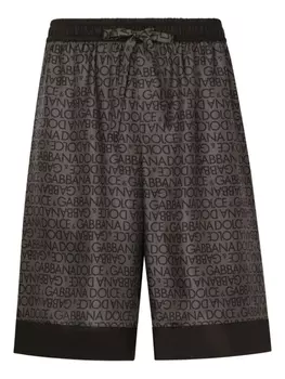 Dolce & Gabbana шелковые шорты с логотипом, черный