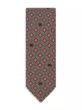 Dolce & Gabbana шелковый галстук с геометричным принтом, нейтральный цвет