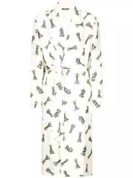 Dolce & Gabbana шелковый халат с графичным принтом, белый