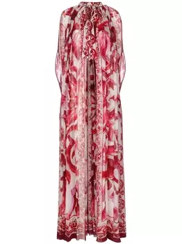 Dolce & Gabbana шелковый кейп с принтом Maiolica, розовый