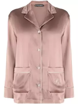 Dolce & Gabbana шелковый пижамный топ с вышитым логотипом, розовый