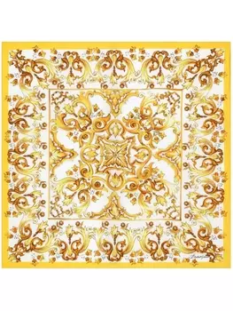 Dolce & Gabbana шелковый платок с принтом Majolica, желтый