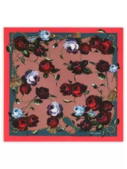 Dolce & Gabbana шелковый шарф с цветочным принтом, красный