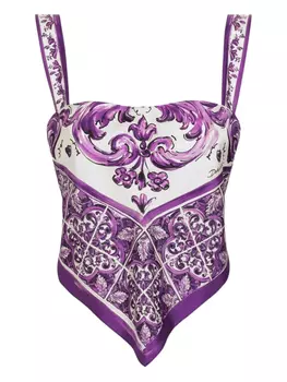 Dolce & Gabbana шелковый топ, фиолетовый