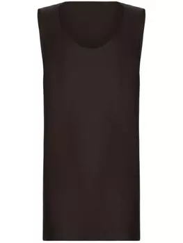 Dolce & Gabbana шелковый топ с U-образным вырезом, коричневый