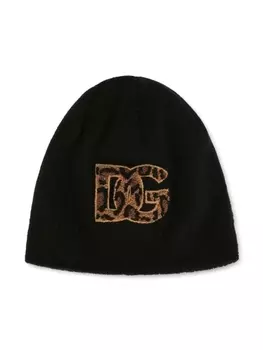 Dolce & Gabbana шерстяная шапка бини с нашивкой-логотипом, черный