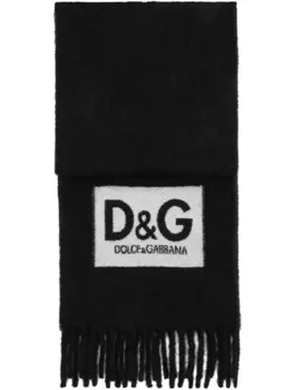 Dolce & Gabbana шерстяной шарф с нашивкой-логотипом, черный