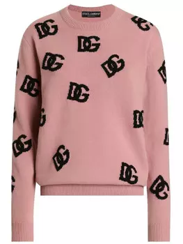 Dolce & Gabbana шерстяной свитер с логотипом DG, розовый