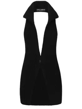 Dolce & Gabbana шерстяной жилет в рубчик, черный