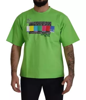 Dolce & Gabbana Шикарная мужская футболка с круглым вырезом и короткими рукавами, зеленый