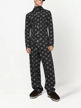 Dolce & Gabbana широкие джинсы с логотипом, черный