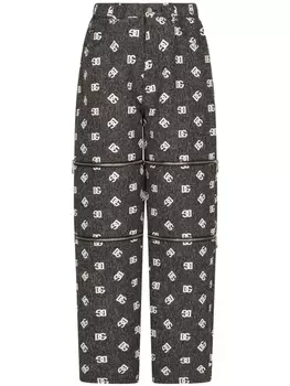 Dolce & Gabbana широкие джинсы с молниями и логотипом, черный