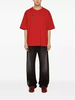 Dolce & Gabbana широкие джинсы с нашивкой-логотипом, черный