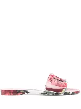 Dolce & Gabbana шлепанцы с цветочным принтом, розовый