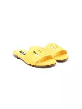 Dolce & Gabbana шлепанцы с тисненым логотипом, желтый