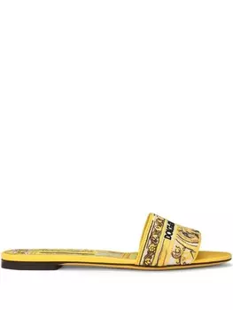 Dolce & Gabbana шлепанцы с узором Bianca Majolica, желтый