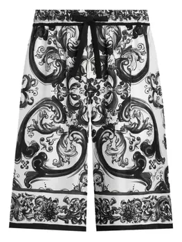Dolce & Gabbana шорты-бермуды с принтом Maiolica, белый