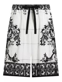 Dolce & Gabbana шорты-бермуды с принтом Maiolica, белый