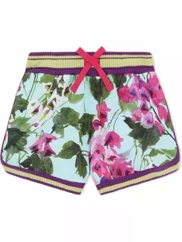 Dolce & Gabbana шорты с кулиской и цветочным принтом, синий