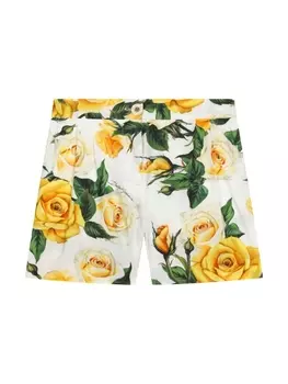 Dolce & Gabbana шорты с принтом Rose, белый
