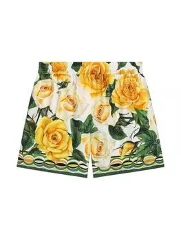 Dolce & Gabbana шорты с принтом Rose, желтый