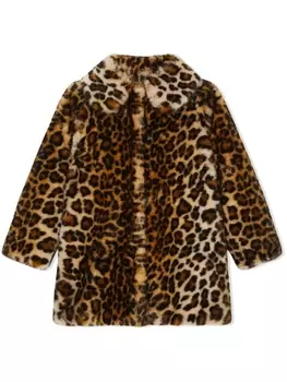 Dolce & Gabbana шуба из искусственного меха с леопардовым принтом, коричневый