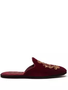 Dolce & Gabbana слиперы с вышивкой Coat of Arms, красный