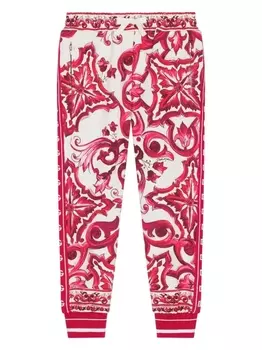Dolce & Gabbana спортивные брюки из джерси с принтом Majolica, красный