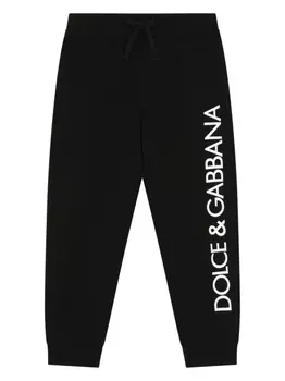 Dolce & Gabbana спортивные брюки с кулиской и логотипом, черный