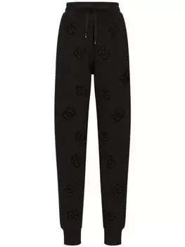Dolce & Gabbana спортивные брюки с кулиской и вышитым логотипом, черный