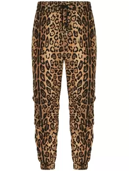 Dolce & Gabbana спортивные брюки с леопардовым принтом, коричневый