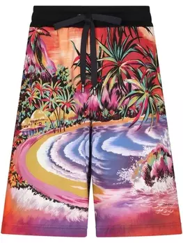 Dolce & Gabbana спортивные шорты с графичным принтом, черный
