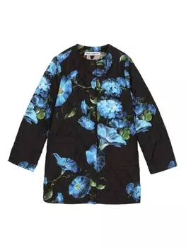 Dolce & Gabbana стеганая куртка с цветочным принтом, черный