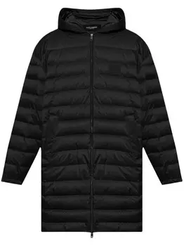 Dolce & Gabbana стеганое пальто с капюшоном, черный