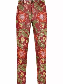 Dolce & Gabbana строгие брюки с жаккардовым узором, красный