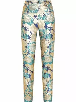 Dolce & Gabbana строгие брюки с жаккардовым узором, желтый