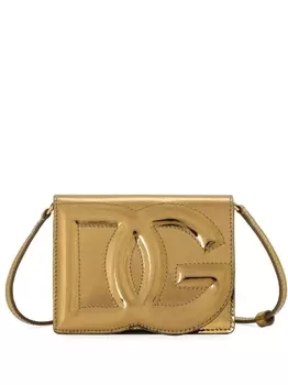 Dolce & Gabbana сумка через плечо с эффектом металлик и логотипом DG, золотистый