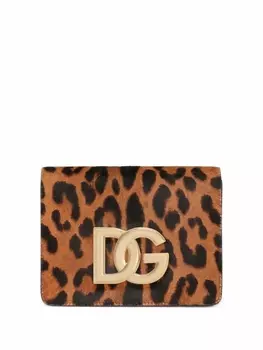 Dolce & Gabbana сумка через плечо с леопардовым принтом, коричневый