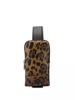 Dolce & Gabbana сумка через плечо с леопардовым принтом, нейтральный цвет