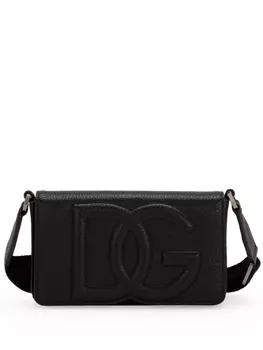 Dolce & Gabbana сумка-мессенджер с тисненым логотипом, черный