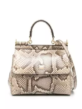 Dolce & Gabbana сумка Sicily с тиснением под кожу змеи, нейтральный цвет