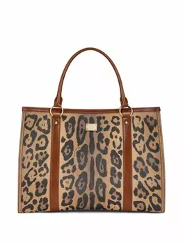 Dolce & Gabbana сумка-тоут Crespo с леопардовым принтом, коричневый