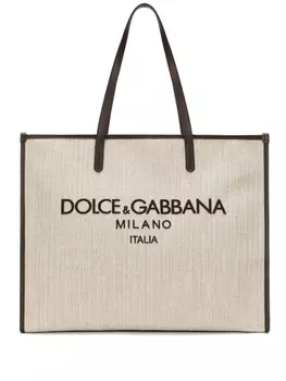 Dolce & Gabbana сумка-тоут Milano с вышитым логотипом, нейтральный цвет