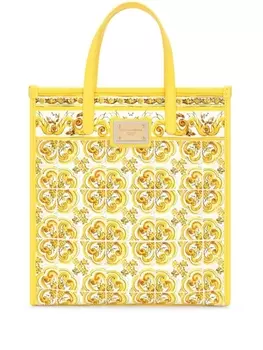 Dolce & Gabbana сумка-тоут среднего размера с принтом Majolica, желтый