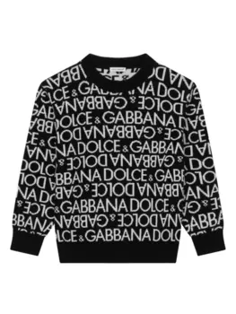 Dolce & Gabbana свитер из вирджинской шерсти с жаккардовым логотипом, черный
