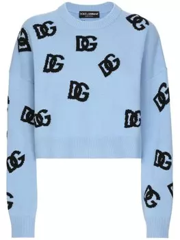 Dolce & Gabbana свитер с вышитым логотипом, синий